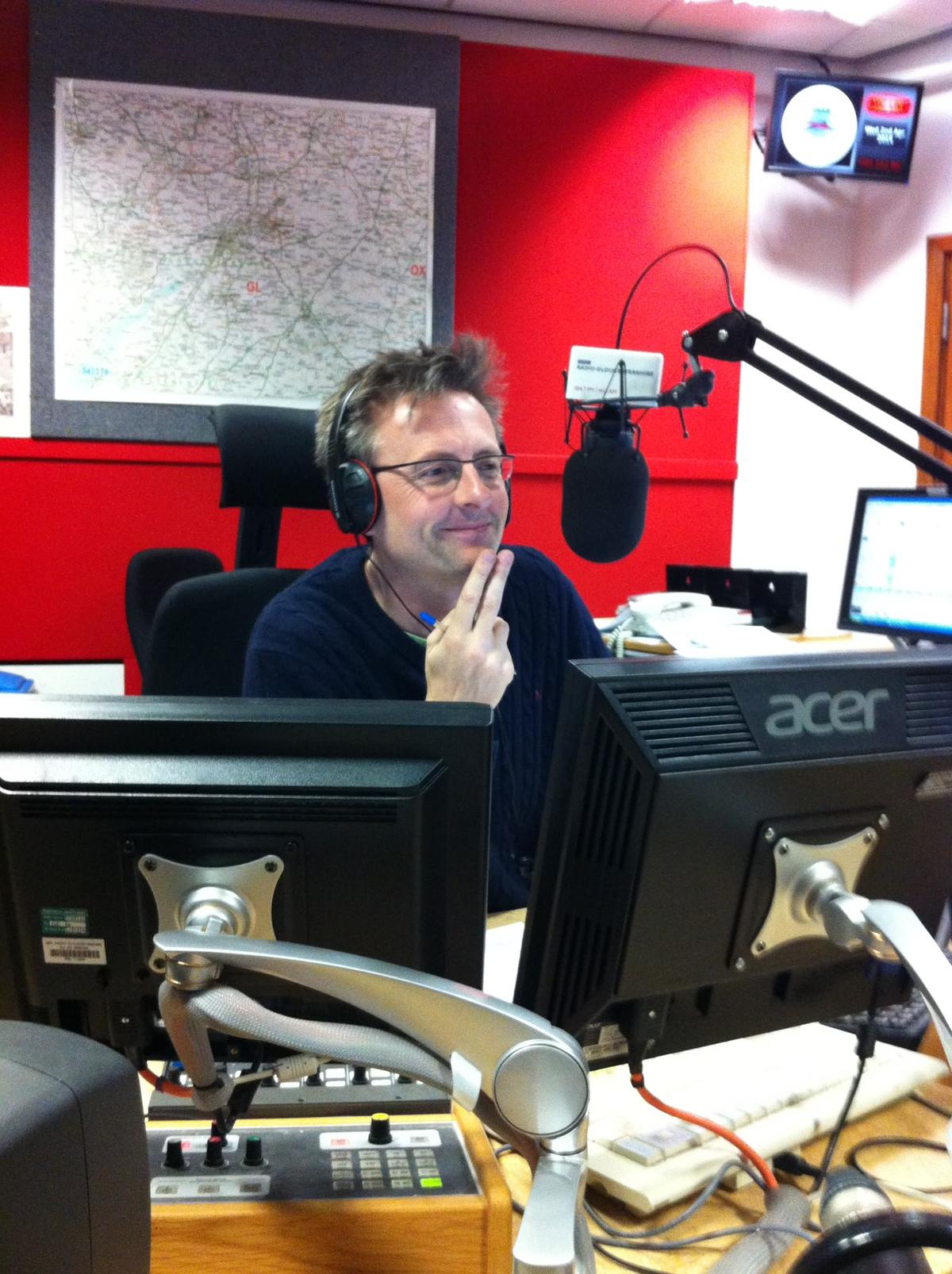 In the radio studio, April 2014
